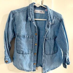 Zara linen blend chambray shirt size 18-24 months